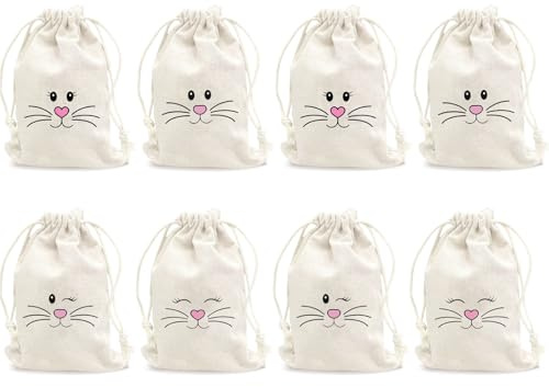 Dermalyx 8 Unidades Bolsas De Pascua para Rellenar, Cestas De Pascua con Asa, Bolsa De Lona para Niños, Nidos De Pascua para Manualidades, Regalo De Semana Santa, Decorac