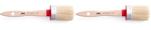 PENNELLIFICIO 2000 | Pincel Ovalado, Pincel Redondo, con Mango de Madera, para Tubos, Ventanas, Esquinas, zócalos, para Pared, cartón Yeso, para esmaltes e hidropinturas, virola 4,2 x 4,5 cm