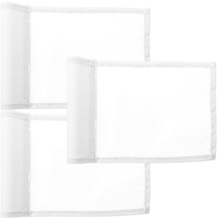 ROMISBABA 3pcs Golf Target Flags for Putting Green, White Nylon Pin Flags with Accurate Targeting and Quick Setup, for Indoor and Outdoor Golf Practice, 8.2x6.3 Inches