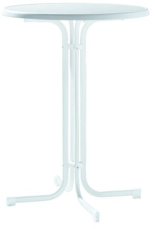 Sieger 138/W Party-Klapptisch mit mecalit-Pro-Platte Ø 86 cm, Stahlrohrgestell weiß, Tischplatte Marmordekor weiß