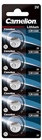 CAMELION Camelion 13005122 Lot de 5 piles bouton au lithium CR1220 3 V Capacité 38 mAh pour différents appareils et besoins de consommation, Pile bouton, argenté (Lot de 1)