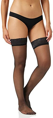 Dim Beauty Sublim Voile Brillant - Bas autofixants - 15 DEN - Femme - Noir - FR: 3 (Taille fabricant: 3)