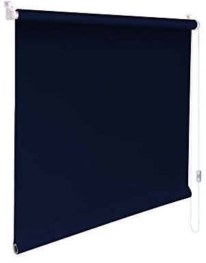Original Easy-Shadow Mini Klemmfix Rollo Stoffmaß Breite 37 x 160 cm Höhe - DUNKELBLAU lichtundurchlässig Verdunkelung Verdunkelungsrollo Kettenzugrollo Seitenzugrollo Mini-Rollo mit Kettenzug - Minirollo Klemmrollo ohne bohren inklusive Klemmträger Easy&Fix - Maßanfertigung
