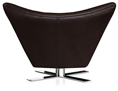 NEUERRAUM Roterbar V-formad äkta läder öronfåtölj TV-fåtölj armstöd lounge fåtölj. Bild i läder mörkbrun.