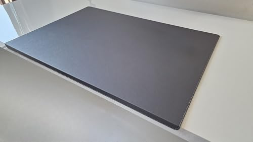 Gewinkelte Schreibtischunterlage mit Kantenschutz sanft lux Leder 90 x 47 Grau