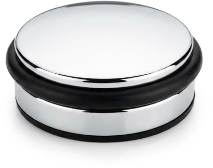 Türstopper mit Gummipufferring, 1,2 kg, poliertes Chrom, 10 cm | Funktionales und schlankes Türgewicht mit rutschfester Gummiunterseite für verschiedene Böden