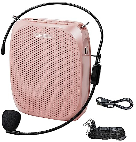 SHIDU Sprachverstärker, tragbares Lautsprecher-Mikrofon, Headset, Persönlicher Lautsprecher, wiederaufladbarer Mini-Sprachanverstärker für Lehrer, Reiseführer, Yoga, Fitness-Trainer Rose-Gold