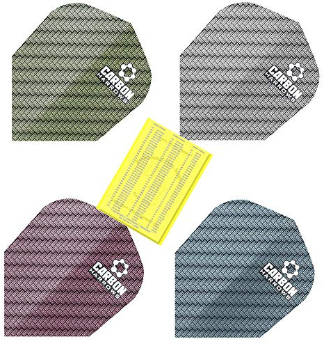 10 Satz Harrows Carbon Flights, gemischt und Dart-Store Hennef Checkout-Card