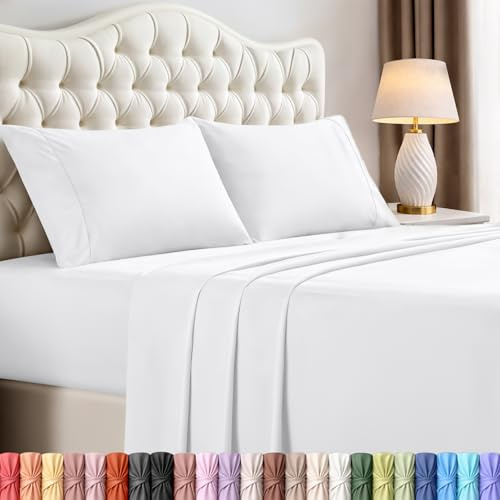 Utopia Bedding Juego de sábanas de 4 Piezas, Microfibra cepillada, Resistente al Encogimiento y a la decoloración, fácil Cuidado (California King, Blanco)