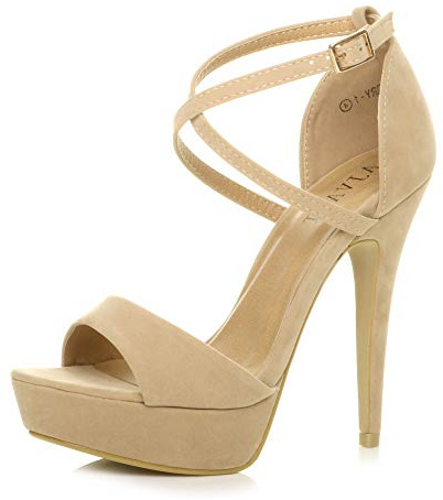 AJVANI high heel crossed straps Mary Jane buckle platform sandals strappy shoes size 6 39