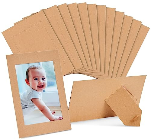 Juvale Brown Paper Frames - 4 x 6 in, 50 Pack, Classic - DIY Photo Frame Kit with Cardboard Easel Back for Tabletop Display & Bulk Craft Projects