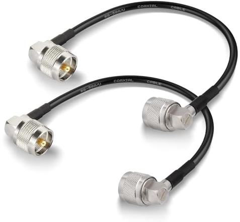 Superbat Cavo RG58 CB UHF PL259 Angolato 30cm Maschio-Maschio Flessibile | 50 Ohm, Flexible, Bassa Perdita, 2 Pezzi, per Radio HAM e CB, Analizzatore d'Antenna, Carico Fittizio, Misuratore SWR
