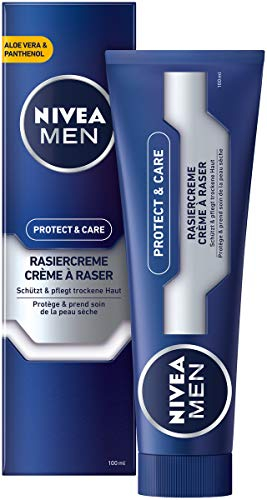 NIVEA MEN Protect & Care Shaving Cream in Pack of 1 (1 x 100 ml), with Creamy Foam for a Gentle Shave, Skin-Friendly Shaving Cream for Men