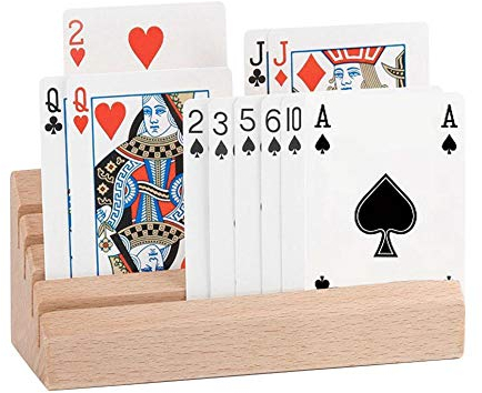 TARTIERY 2 Stück Wooden Spielkartenhalter Tablettregale Organizer Karten Displayständer Standardgröße Für Kinder Senioren Erwachsene Hält Bis Zu 44 Karten
