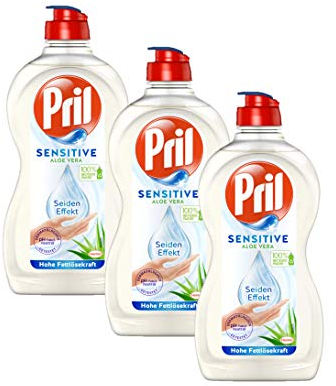 Pril Sensitive Aloe Vera, (3 x 450 ml) Handgeschirrspülmittel, pH hautneutral mit Seideneffekt
