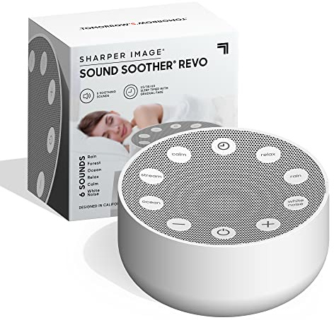 Sharper Image Sleep Therapy Portable White Noise Machine - Grey | Relaxing Sound Therapy for Baby, Kids and Adults, Calming Relaxation and Wellness Device, Peaceful Rest Sleeping Aid