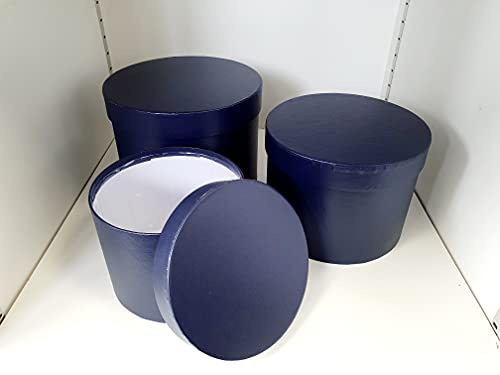 Symphony Lined Florist Hat boxes - Set of 3 - Sapphire Blue