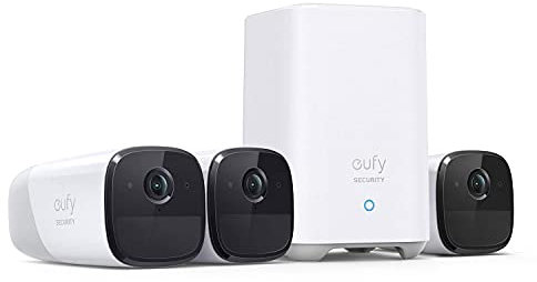 eufy Security, eufyCam 2 Pro Wireless Home Security Camera System, 365-Day Battery Life, HomeKit Compatibility, 2K Resolution, IP67 Weatherproof, Night Vision, 3-Cam Kit, No Monthly Fee(Renewed)