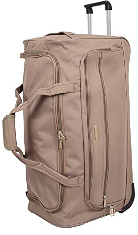 Reisetasche mit Rollen, groß, für Übernachtung, Wochenende, Trolley, HL472, Beige, beige, L, Reisetasche mit Rollen