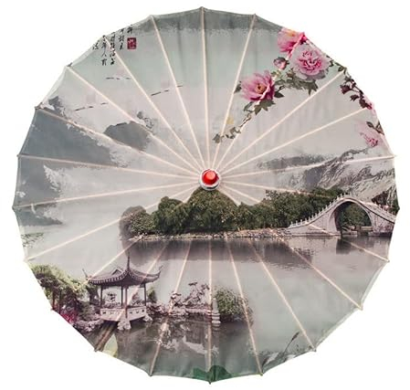 Vocttaiy Parasol de style chinois classique en papier huilé, parapluie imperméable, parasol suspendu en papier floral multicolore et parasol en papier peint en bambou (K)