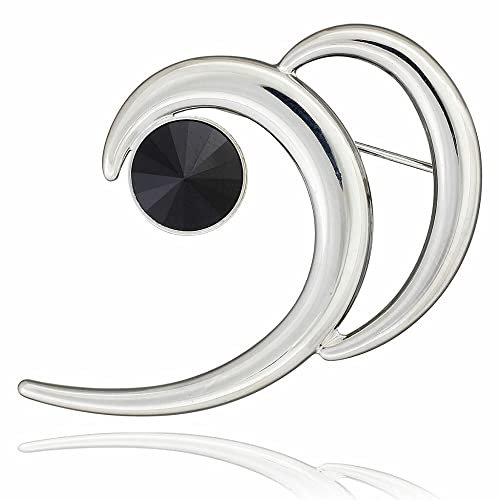 Brosche Anstecknadel in geschwungener Form mit Swarovski Elements Jet Schwarz