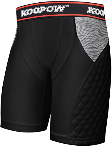 KOOPOW Vadderade glidshorts för vuxna män glidshorts gliddynor med muggficka för baseball, fotboll, lacrosse, hockey