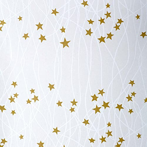 Geschenkpapierrolle XXL Weihnachtskometen gold 50 cm x 200 m | 70 gr. / m² Blauer Engel Secare Geschenkpapier große Rolle | HUTNER