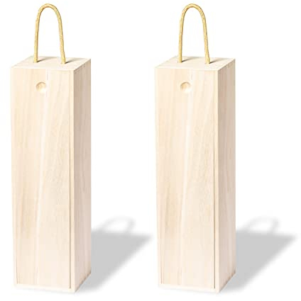 Genérico Pack 2 cajas de madera Paulownia para botella de vino 750 ml – Estuche elegante para regalar – Regalo hombre/mujer vino
