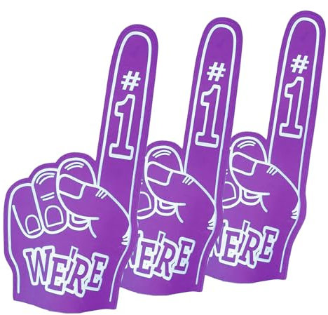 Cansybil 3 Stück 45,7 cm große Schaumstoff-Finger, Cheerleader-Schaumstoff-Hände – entworfen für alle Arten von Sportveranstaltungen, Spielen, Schulen und Stadien (9, lila)