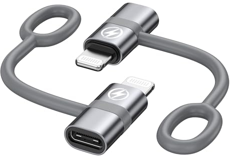 RAVIAD 36W USB C till Lightning-adapter (2 st), Lightning till USB C-adapter för Phone 14 13 12 11 Pro Max, Pad Pro/Air 5/Mini 6, Pod Nano/Touch med anti-förlorat rep