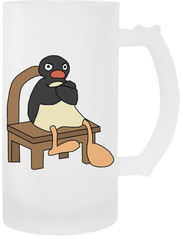 Wütender Pingu Glas-Bierbecher Mit Henkel