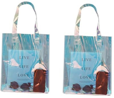 SAFIGLE 2stücke Holografische Transparente Schultertasche Große Tragetasche Hoher Kapazität Für Konzerte Shopping Und