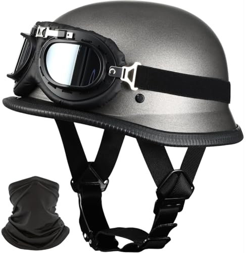 CZSBXBHD Retro Motorrad Halbhelme Vintage Öffnen Motorradhelm Halbschalenhelm mit ECE, Motorradhelm für Herren Damen Jethelm Retro, Chopper Helm, Retro Motorrad Helm, mit Sonnenbrille,D,XXL 61~62CM