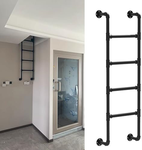 Wandmontierte Leitern für Zuhause, 1–3m lange Ausstiegsleiter für Kellerfensterschacht, Trittleitern aus Metall für Etagenbetten im Dachgeschoss von Wohnmobilen, 4–9-Stufen-Leiter für Dachbodentreppen