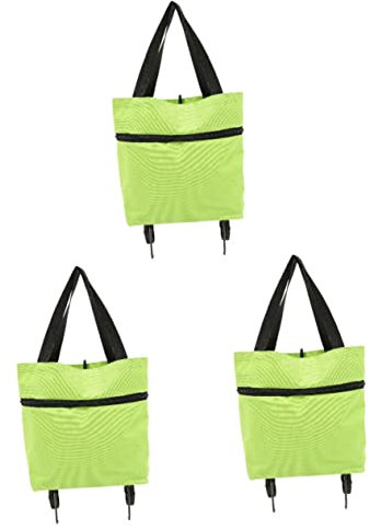 3pcs Heavy Duty Laundry Bags with Wheels Extra Large Laundry Cart Backpack for Car Trunk Foldable Wheelbarrow Grocery Tote Bag with Zipper Metal Travel Storage Bag High Capacity