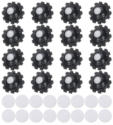 sourcing map 16 Pcs Self Adhesive Mini Caster Wheels 1 Inch, 360° Swivel Wheels Universal Sticky Low Profile Roller, 1 Nylon Rolling Ball for Furniture Storage Bins Small Appliances, Black