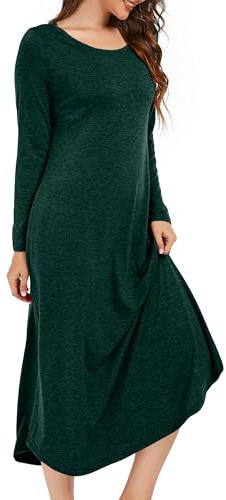 Xuepelit nattlinne dam långa sexiga nattkläder amningsnattskjorta långärmad bomull oversize sovskjorta underklänning stor storlek för kvinnor pyjamasklänning, Grön, L
