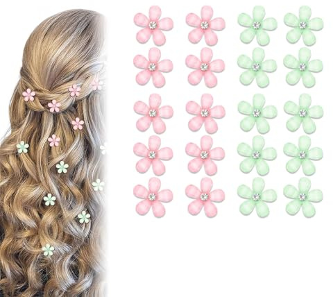 ZWWOGE 20 Piezas Pinzas para el Cabello, Mini Pinzas para el Pelo de Flores, Pinzas de Garras para el Pelo, Horquillas Pequeñas Pelo Mujer para Mujeres Niñas Fiestas Bodas Cumpleaños
