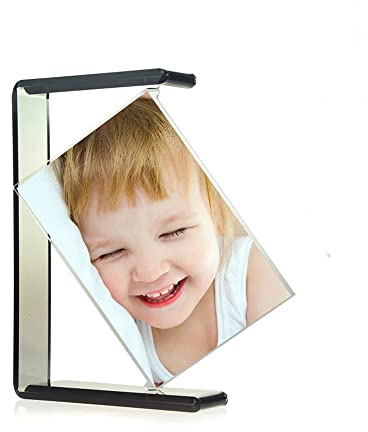 Runiash Double Sided Rotating Floating Picture Frames 4x6 360° Rotating Acrylic Photo Frame with Stand for Vertical or Horizontal Tabletop Display Family Office Décor