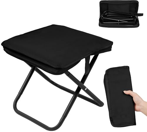 OFFCUP Sgabello Pieghevole Mini Sedia Pieghevole Mini Sgabello Pieghevole Sedile Piccolo Pieghevole Sgabello da Pesca Sgabello da Campeggio per viaggio Escursionismo Giardino con borsa portaoggetti