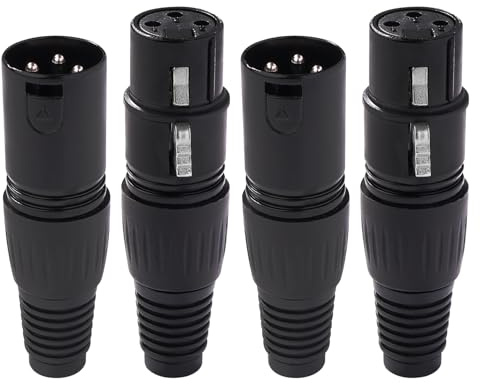 KUOQIY 2 Paar 3-Poliger XLR-Anschluss, XLR-Kabelanschluss Männlich und Weiblich, Mikrofon-Audiobuchse, für DMX-Signalkabel oder Audio-Mixer-Mikrofonanschluss, Schwarz