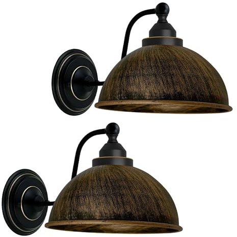 LEDSone Industrielle Wandleuchte Vintage Retro Eisen Lampenschirm E27 Deckenleuchte Wandlampe Innenbeleuchtung für Küche Esszimmer Schlafzimmer Restaurant Bar (Gebrochenes Kupfer, 2er-Pack)