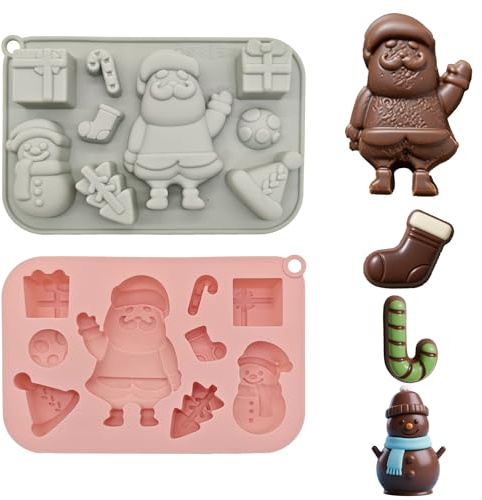 SEABABOO Silikonform Weihnachten 2 Stück Weihnachten Schokoladenform Weihnachten Backform Weihnachten Silikonform für Backen Kuchen Schokolade Weihnachten Lebkuchen