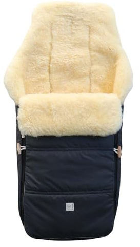 Kaiser Dublas 2.0 Lammfell-Fußsack für Kinderwagen, 95 x 45 cm, Wasserabweisend (anthracite)