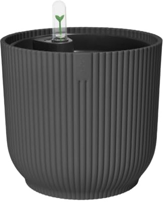 elho Vibes Fold Rund 22 mit Bewässerungssystem Blumentopf - Anthracite | ∅ 22.4 x H 20.2 cm | 2 Artikel Enthalten | für den Innenbereich