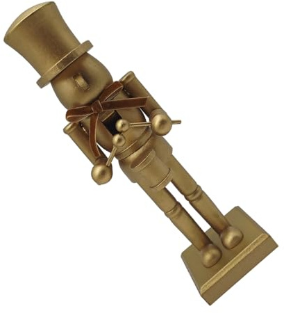 Mobestech Schiaccianoci in Legno Dorato Con Fiocco Natalizio Statua Di Soldato Tradizionale Da Esposizione Decorazione Per Mensola Tavolo Festa Di Natale