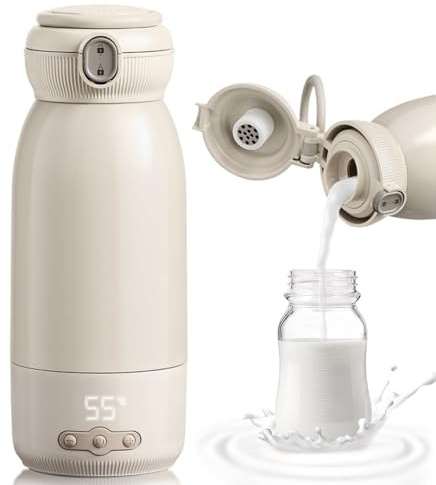 500ml Calienta Biberones Portátil para Viajes, temperatura en 3 minutos y Larga Duración de la Batería,control preciso de la temperatura