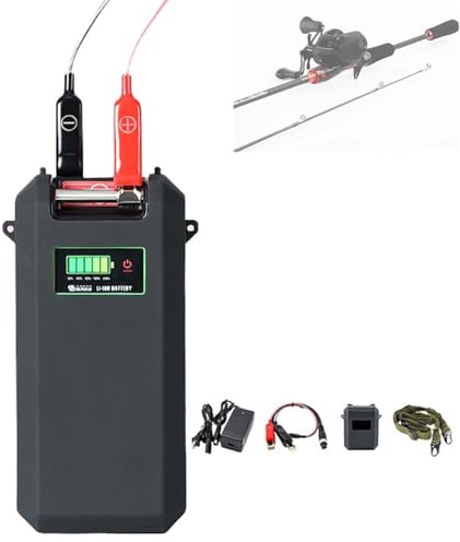 HSSYTZOUL Batería de Litio para cabrestante eléctrico de 14,8V 7500mAh, 10000mAh, 15000mAh para Carrete de Pesca con indicador de Carga y Cargador, batería para caña de Pescar
