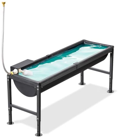BUYYAH Automatic Animal Waterer 11 Gallon, Livestock Water Trough with Adjustable Stand, Automatic Water Dispenser with Float Valve, Easy to Assemble, Feeding Goat, Sheep, Horse, Dog in Farm