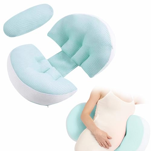 TopHomer Pregnancy Pillow - Maternity Pillow Support for Abdomen, Back&Hips | Removable Skin-Friendly Pillowcase，Relieves Back Pain , Improves Sleep Quality (Green)